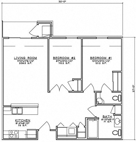 Floor Plan  2 Bedroom Unit