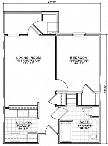 Floor Plan  1 Bedroom Unit
