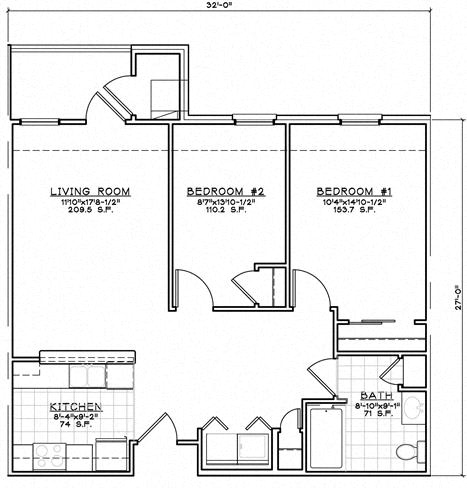 Floor Plan  2 Bedroom Unit