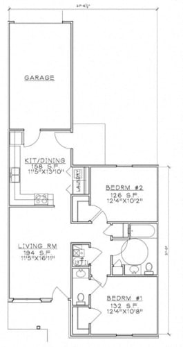 Floor Plan  2 Bedroom Unit
