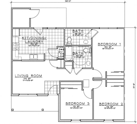 Floor Plan  3 Bedroom Unit