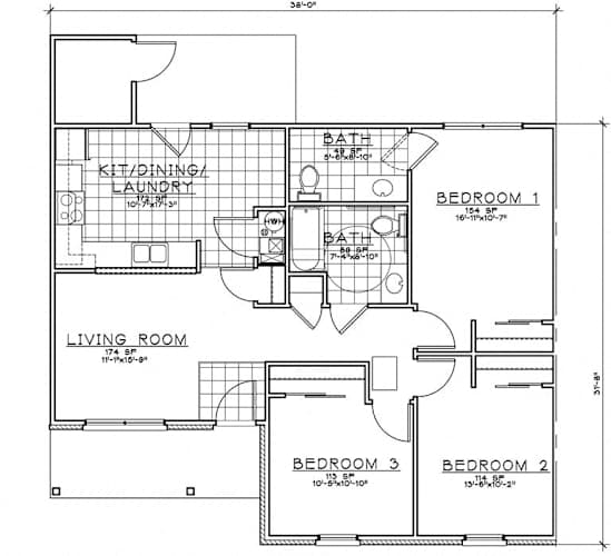 Floor Plan  3 Bedroom Unit
