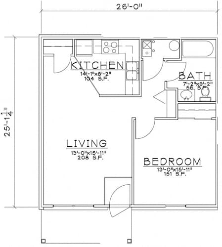 Floor Plan  1 Bedroom Unit