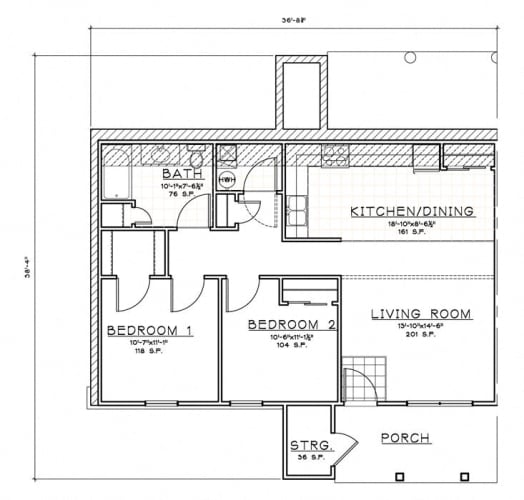 Floor Plan  2 Bedroom Unit