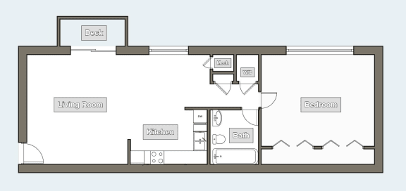 Floor Plan  1 Bedroom, 1 Bathroom
