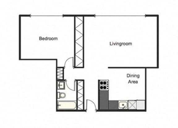 Floor Plan  One Bedroom