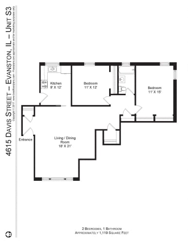 Floor Plan  4615 Davis Two Bedroom