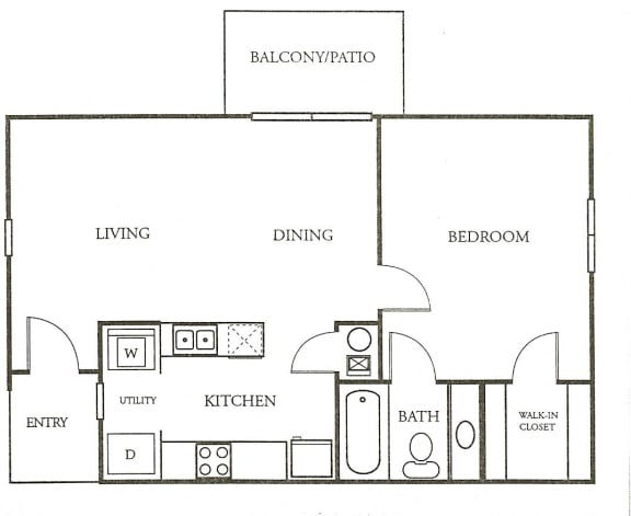 Floor Plan  1 Bedroom, 1 Bath