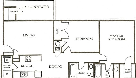 Floor Plan  2 Bedroom, 2 Bath - Bldg 8