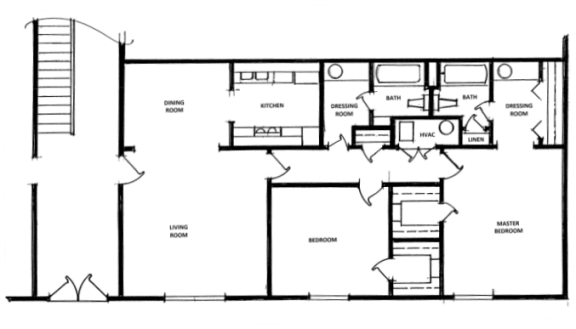 Floor Plan  2 Bedroom, 2 Bath - Large