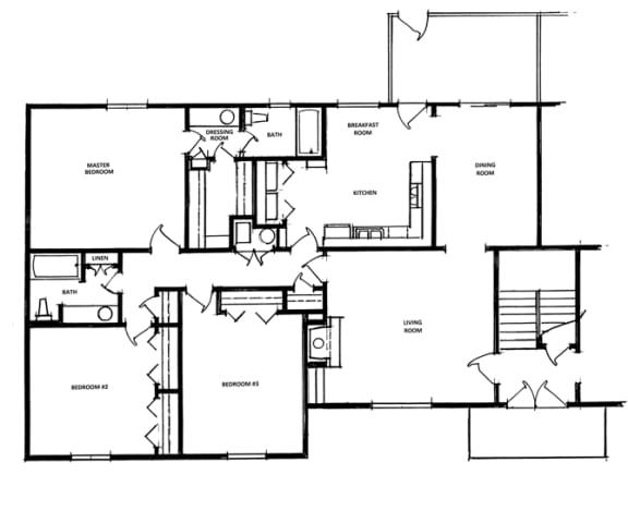 Floor Plan  3 Bedroom, 2 Bath