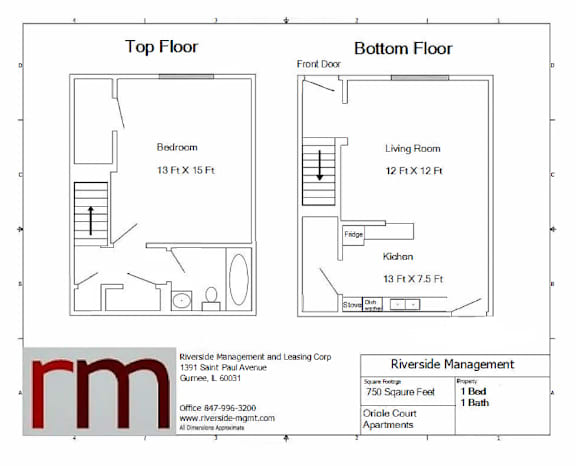 Floor Plan  1 Bedroom, 1 Bathroom
