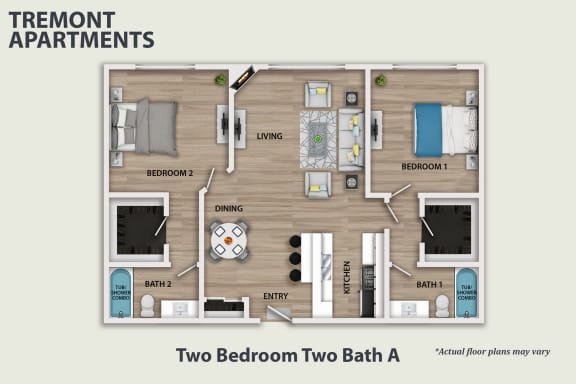 Floor Plan  Two Bedroom Two Bath