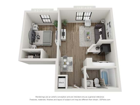 Floor Plan  The Conrad (1x1)