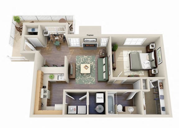 Floor Plan  The Birch One Bedroom One Bathroom Floor Plan