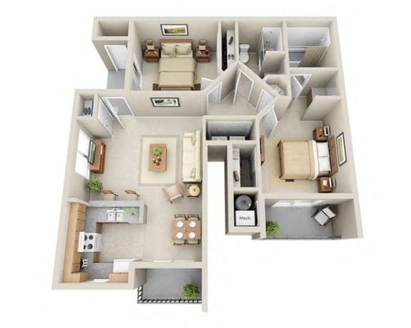 Floor Plan  Two Bedroom Apartments Floor Plan