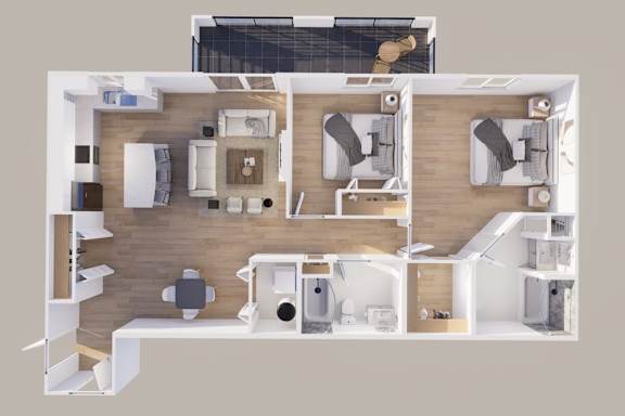 Floor Plan  Lower - Rear View - 2 Stall - 12UNIT L
