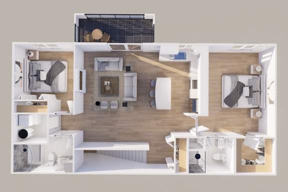 Floor Plan  Upper - Rear View - 2 Stall - 10UNIT L