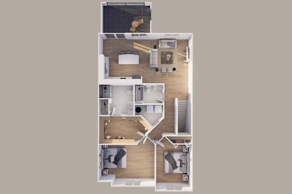 Floor Plan  Upper - Rear View - 2 Stall - 10UNIT L