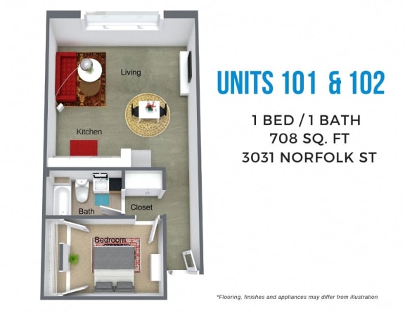 Floor Plan  Norfolk One Bed