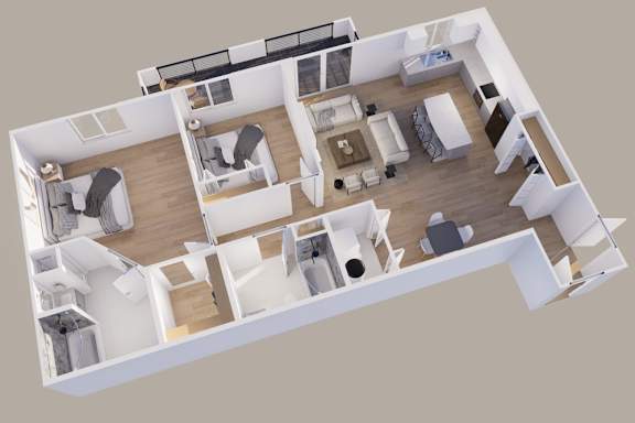 Floor Plan  Lower - Rear View - 2 Stall