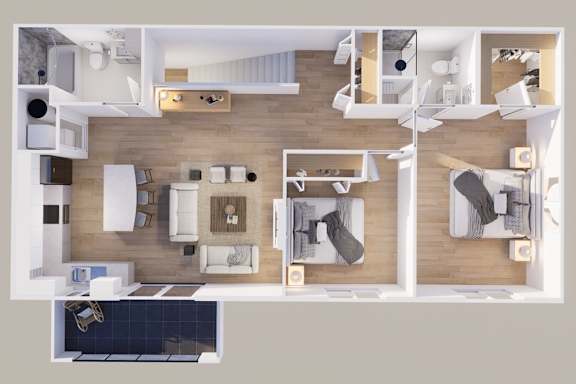 Floor Plan  Upper - Front View - 2 Stall