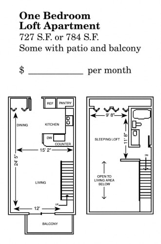 Floor Plan  1 Bedroom Loft