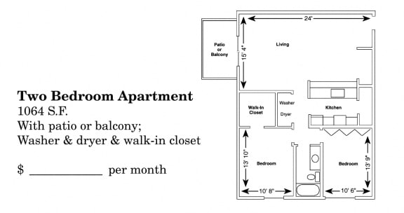 Floor Plan  2 Bedroom Ranch