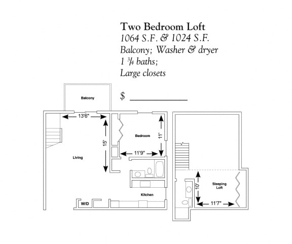 Floor Plan  2 Bedroom Loft