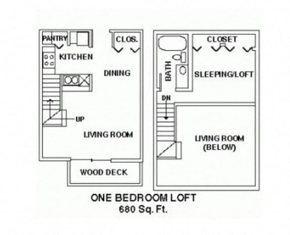 Floor Plan  1 Bedroom Loft