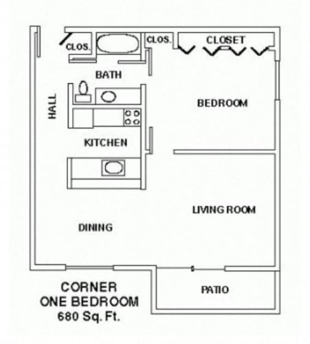 Floor Plan  1 Bedroom Ranch