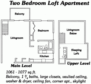 Floor Plan  2 Bedroom 1 3/4 Bath Loft