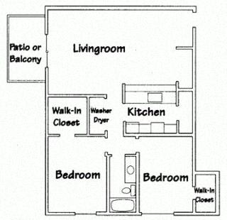 Floor Plan  2 Bedroom 1 Bath Ranch