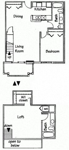 Floor Plan  2 Bedroom 2 Bath Loft