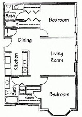 Floor Plan  2 Bedroom 2 bath Ranch