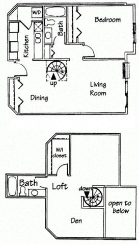 Floor Plan  2 Bedroom 2 bath Spiral Loft