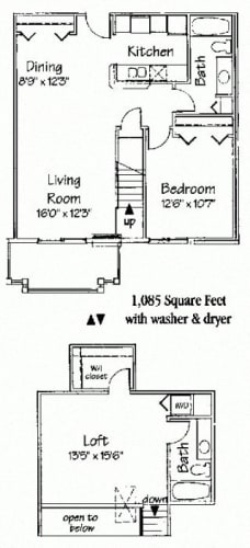 Floor Plan  2 bedroom 2 bath loft interior