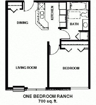 Floor Plan  1 Bedroom 1 bathroom ranch