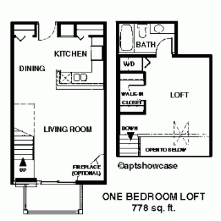 Floor Plan  1 Bedroom 1 bathroom loft