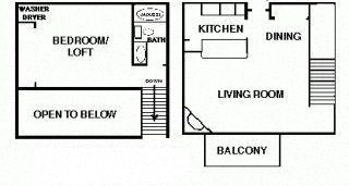 Floor Plan  1 Bedroom 1 bath Large Loft