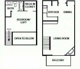 Floor Plan  1 Bedroom 1 bath Loft