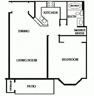Floor Plan  1 Bedroom 1 bath Large Ranch
