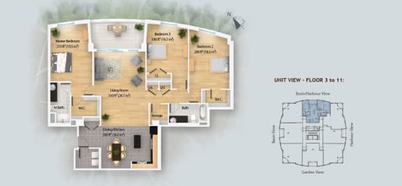 Floor Plan  3 Bedroom - Type A