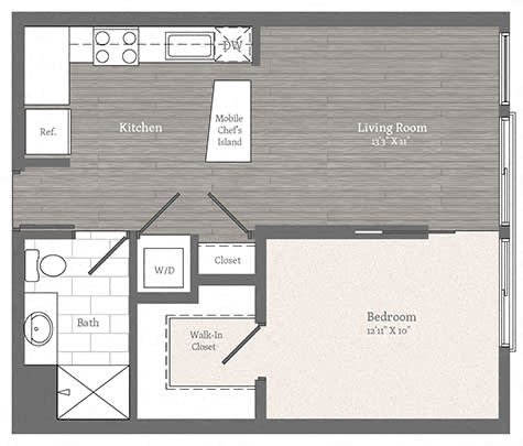 Floor Plan  Beecher 1 BD 1 BA Floorplan  at 2255 Wisconsin, Washington, 20007