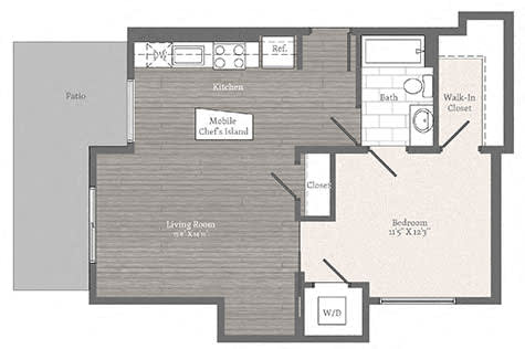Floor Plan  Benton H 1 BD 1 BA Floorplan  at 2255 Wisconsin, Washington, DC