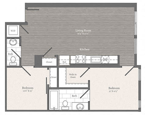 Floor Plan  Benton J 1 BD 1 BA + DEN Floorplan  at 2255 Wisconsin, Washington, 20007