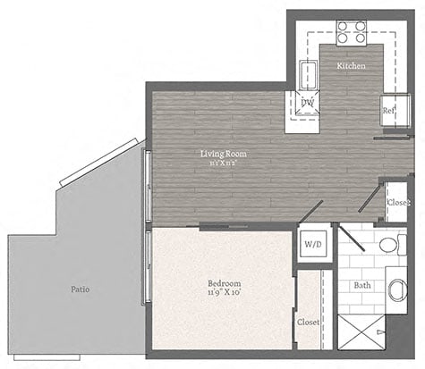 Floor Plan  Manor 1 BD 1 BA Floorplan  at 2255 Wisconsin, Washington, Washington