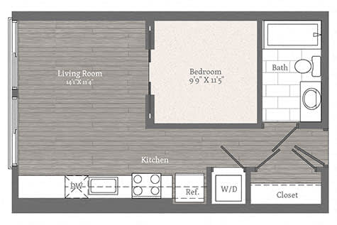 Floor Plan  Edmunds A STUDIO 1 BA Floor Plan at 2255 Wisconsin, Washington, 20007