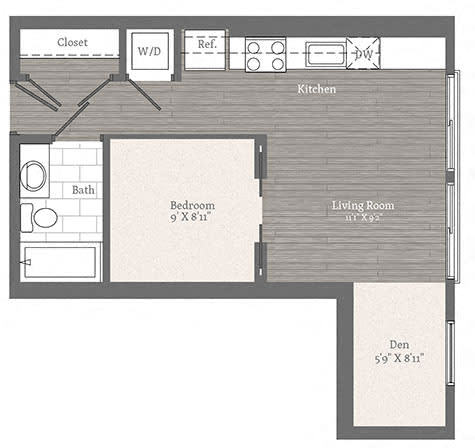 Floor Plan  Edmunds B STUDIO 1 BA Floorplan at 2255 Wisconsin, Washington, DC