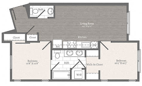 Floor Plan  Fulton 2 BD 1.5 BA Floorplan at 2255 Wisconsin, Washington, 20007